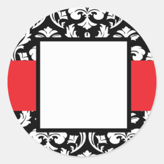 Red Band Damask Classic Round Sticker