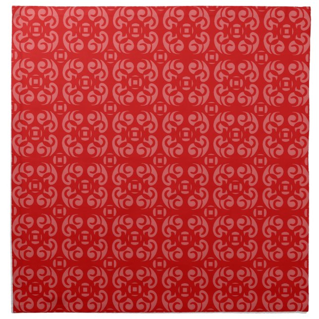 Red band damask wedding dinner napkin (Front)
