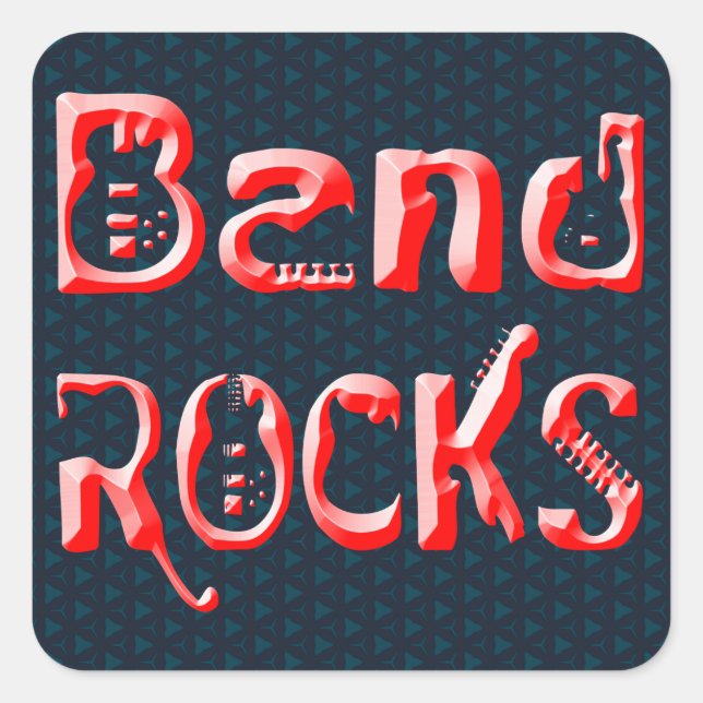 Red Band Rocks in Red Square Sticker (Front)
