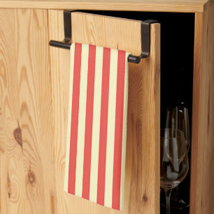 Red Band Stripe Kitchen Chef Towel