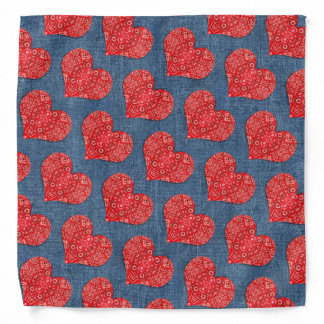 Red Banda  Heart Denim Combo Bandana