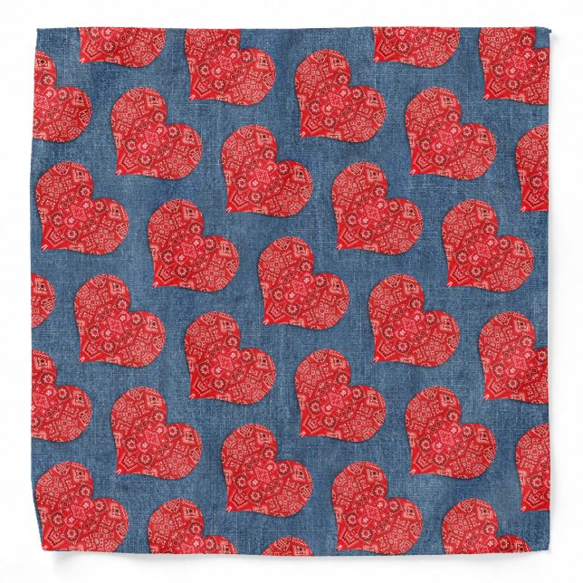 Red Banda  Heart Denim Combo Bandana (Front)