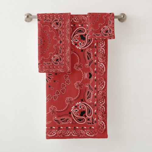 Red Bandana Bath Towel Set