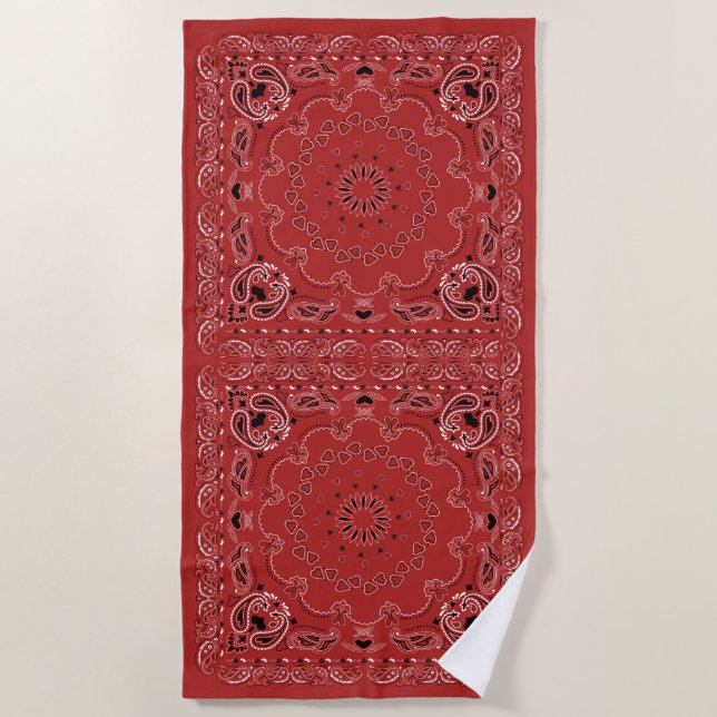 Red Bandana  Beach Towel (Front)