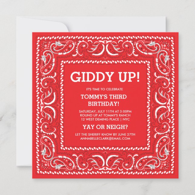 Red Bandana | Birthday Invite (Front)