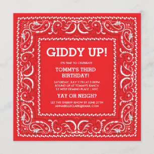 Red Bandana Birthday Invite
