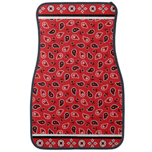 Red Bandana Boho Print Car Floor Mat