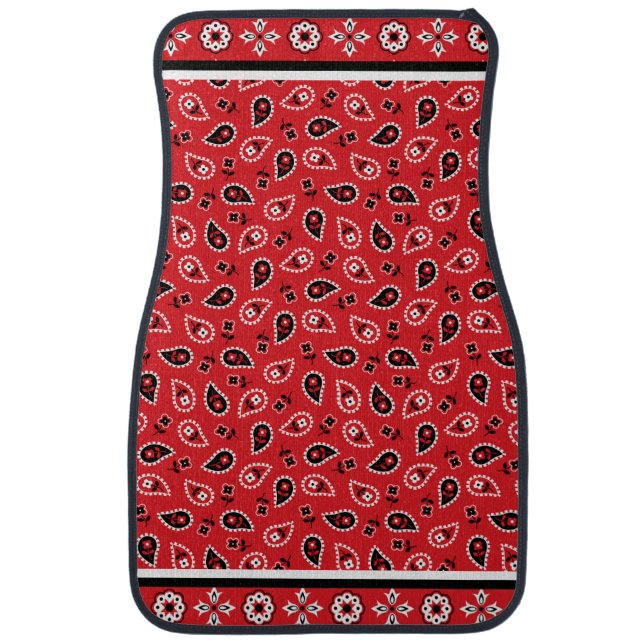 Red Bandana Boho Print  Car Floor Mat (Front)