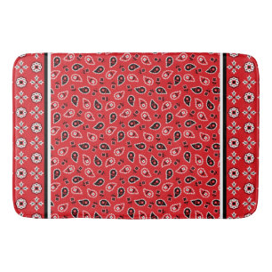 Red Bandana Boho Prints  Bath Mat