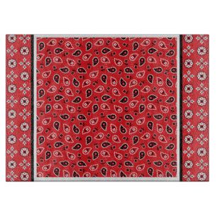 Red Bandana Boho Prints  Cutting Board