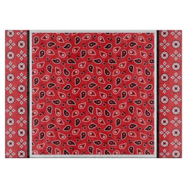 Red Bandana Boho Prints  Cutting Board (Front)