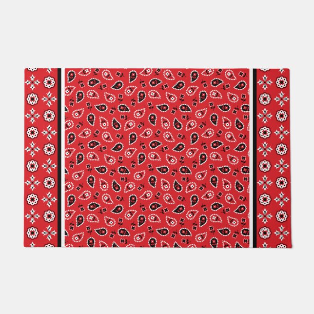Red Bandana Boho Prints  Doormat (Front)