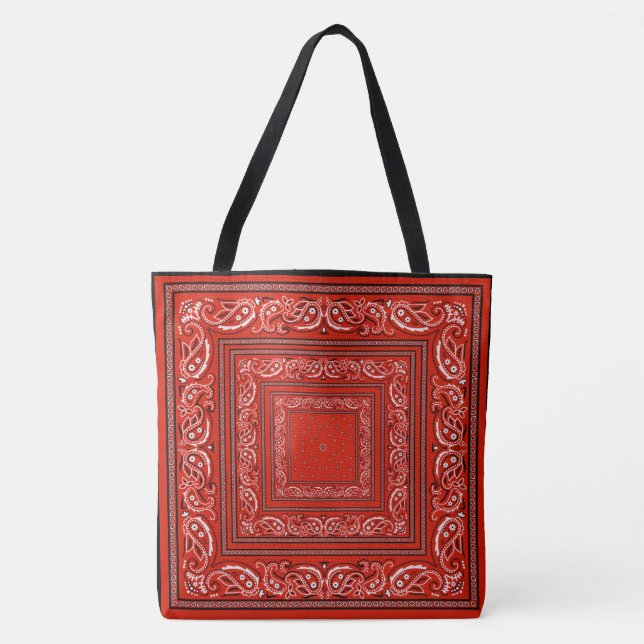 Red Bandana Boho Tote Bag (Front)