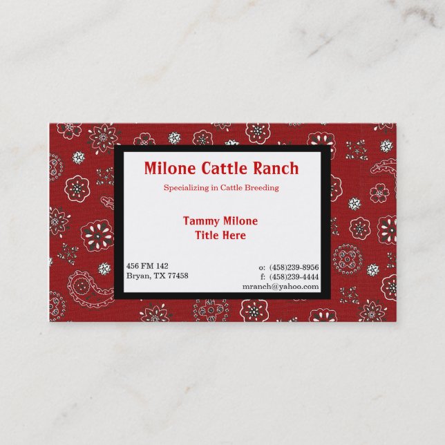 Red Bandana Business Card (Front)