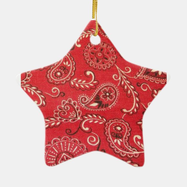 Red Bandana Ceramic Ornament (Back)