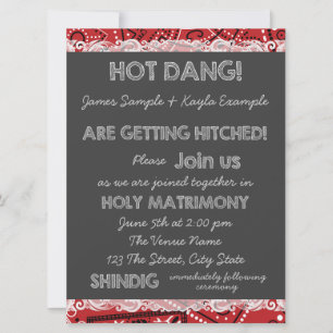 Red Bandana Chalkboard Country Wedding Invitation
