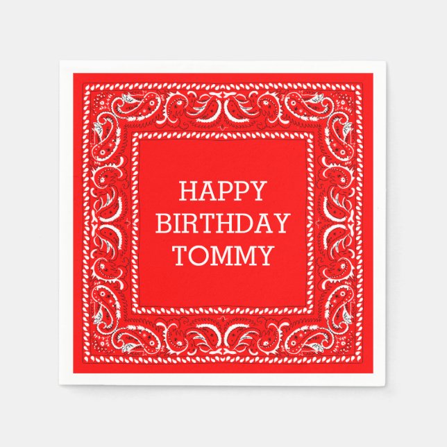 Red Bandana | Cocktail Napkin (Front)