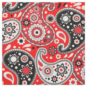 Red Bandana Country Western Farm Paisley Fabric
