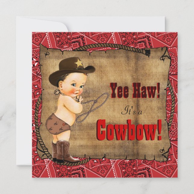 Red Bandana Cowboy Baby Shower Invitation (Front)