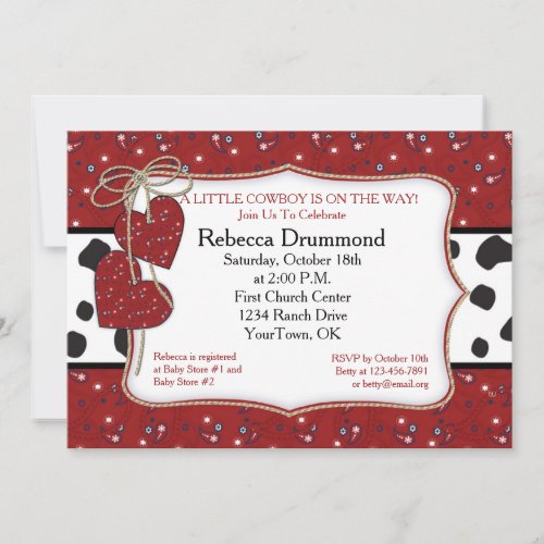 Red Bandana Cowboy Baby Shower Invitation