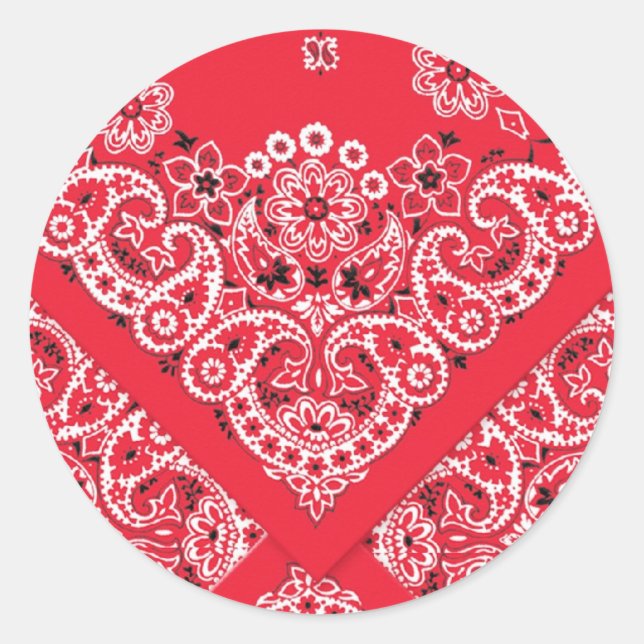 Red Bandana Design Classic Round Sticker (Front)