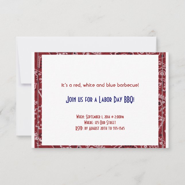 Red Bandana Frame Labor Day Invitation (Front)