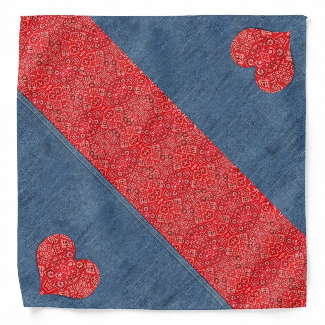 Red Bandana Heart Denim Combo (Front)