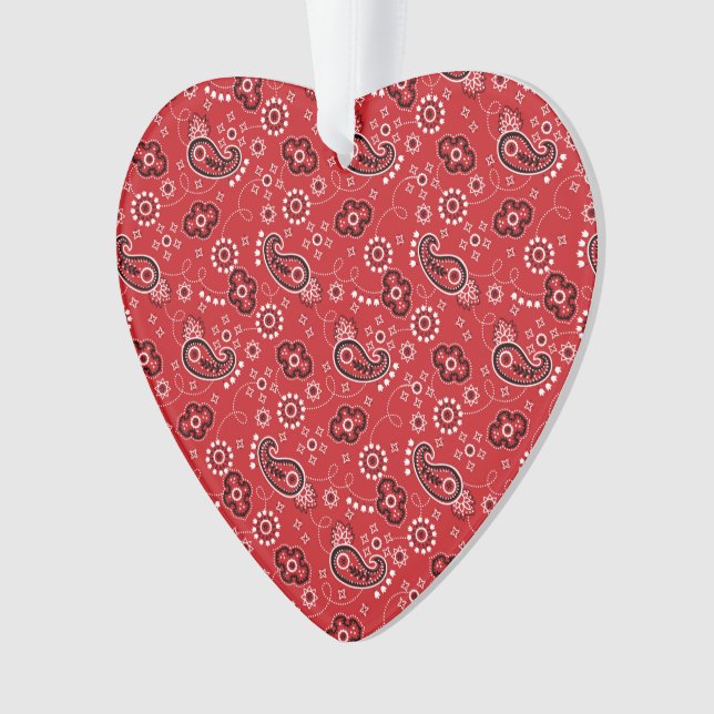 Red Bandana Heart Modern Cowboy Love Fun Ornament (Front)