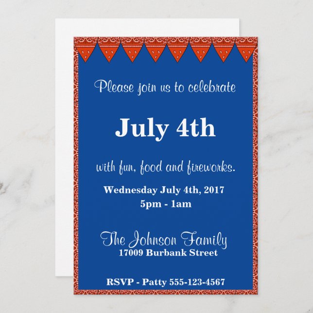Red Bandana Invitation Template (Front/Back)