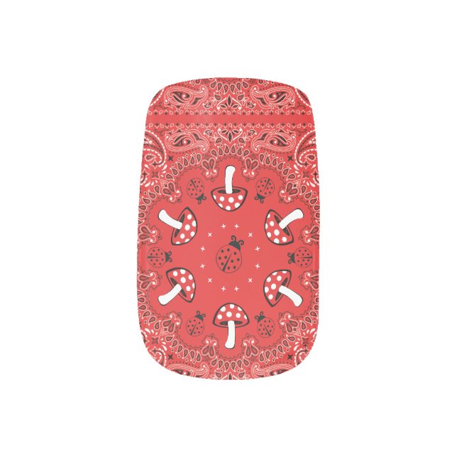 Red Bandana Nails Minx Nail Wraps (Right Thumb)