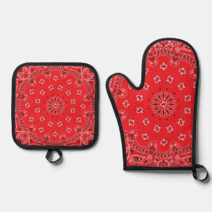 Red Bandana  Oven Mitt & Pot Holder Set