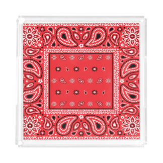 Red bandana paisley bandanas country rap hip hop f acrylic tray