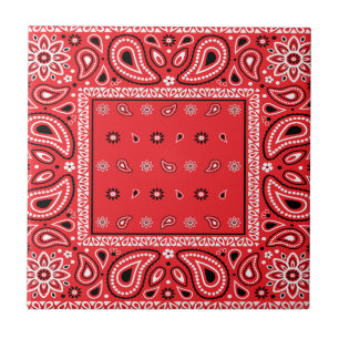 Red bandana paisley bandanas country rap hip hop f ceramic tile