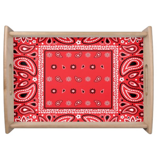 Red bandana paisley bandanas country rap hip hop f serving tray