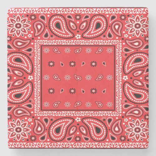 Red bandana paisley bandanas country rap hip hop f stone coaster