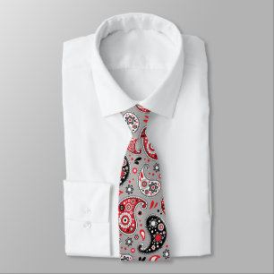 Red Bandana Paisley Country Western Rodeo Ranch Neck Tie