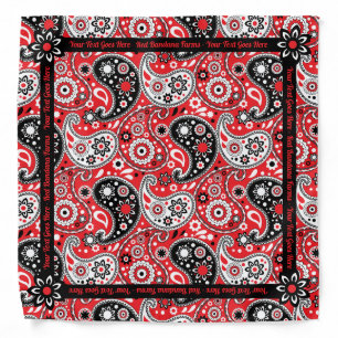 Red Bandana Paisley Ranch or Farm Custom Text