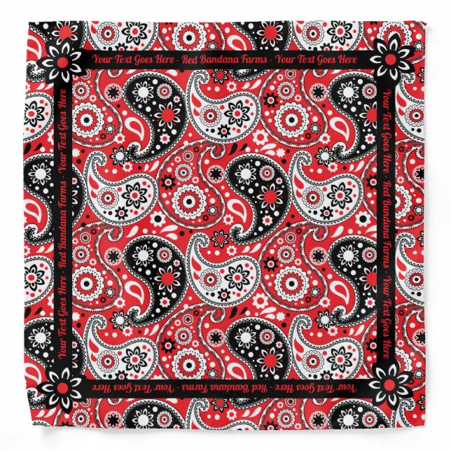 Red Bandana Paisley Ranch or Farm Custom Text (Front)