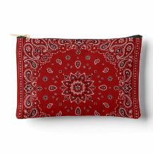 Red Bandana Paisley Zipper Accessory Pouch