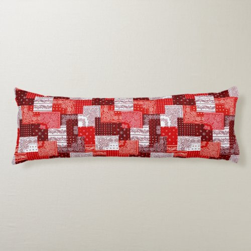 Red Bandana Patchwork Paisley Sewing Pattern Body Pillow
