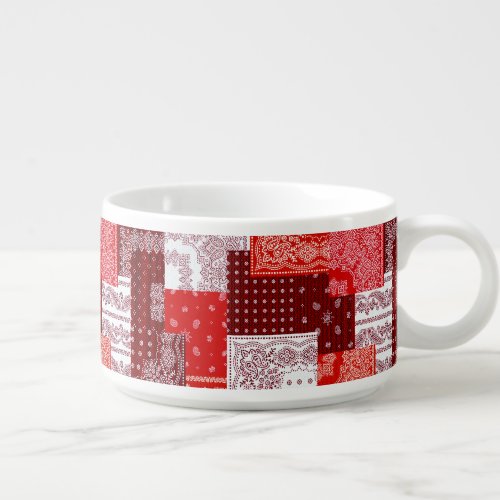 Red Bandana Patchwork Paisley Sewing Pattern Bowl
