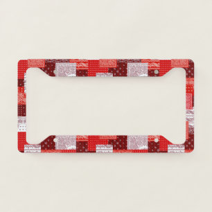 Red Bandana Patchwork Paisley Sewing Pattern License Plate Frame