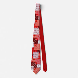 Red Bandana Patchwork Paisley Sewing Pattern Neck Tie