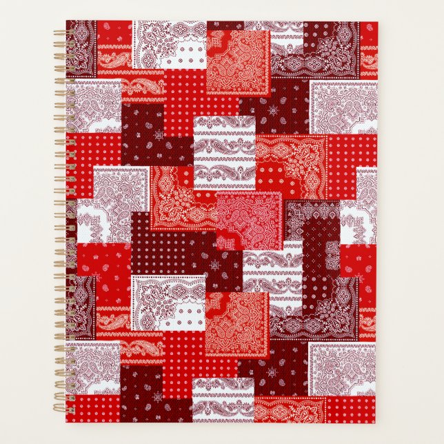 Red Bandana Patchwork Paisley Sewing Pattern Planner (Front)