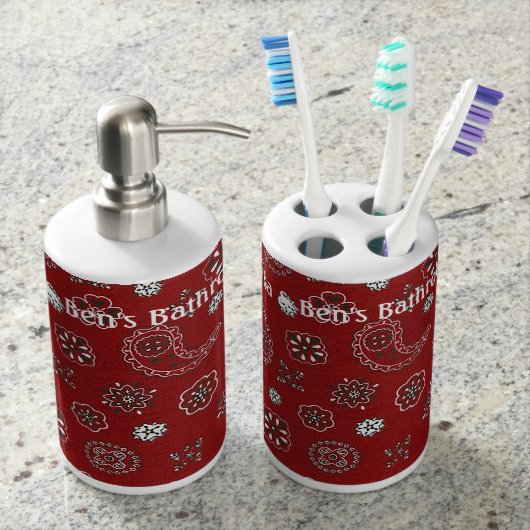Red Bandana Pattern Bathroom Set (Front)
