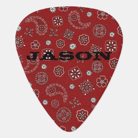 Red Bandana Pattern Guitar Pick