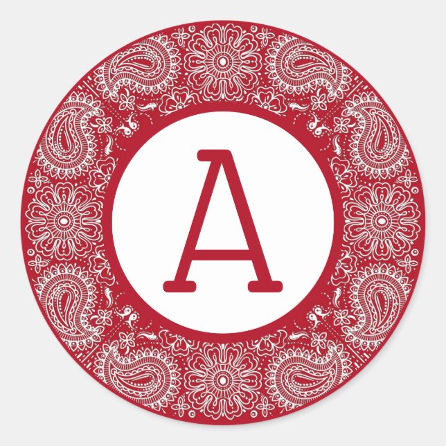 Red Bandana Personalize Classic Round Sticker (Front)