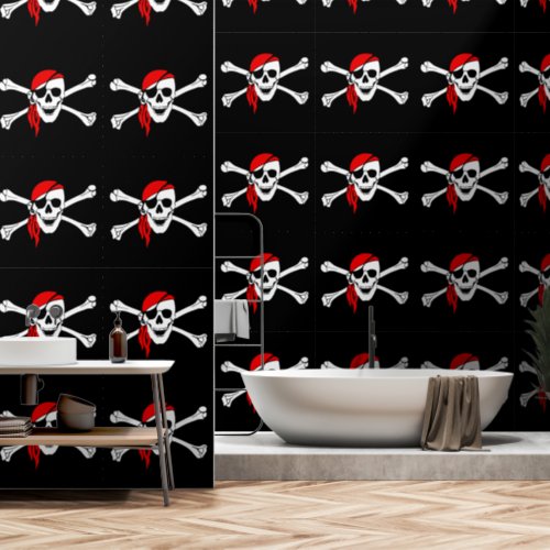 Red Bandana Pirate Flag Black Wallpaper