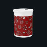 Red Bandana Pitcher<br><div class="desc">Pour your beverage with a western flair. This pitcher features a red, black, and white bandana pattern. Perfect for any western kitchen.</div>