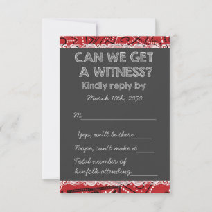 Red Bandana Rustic Chalkboard Country Wedding RSVP